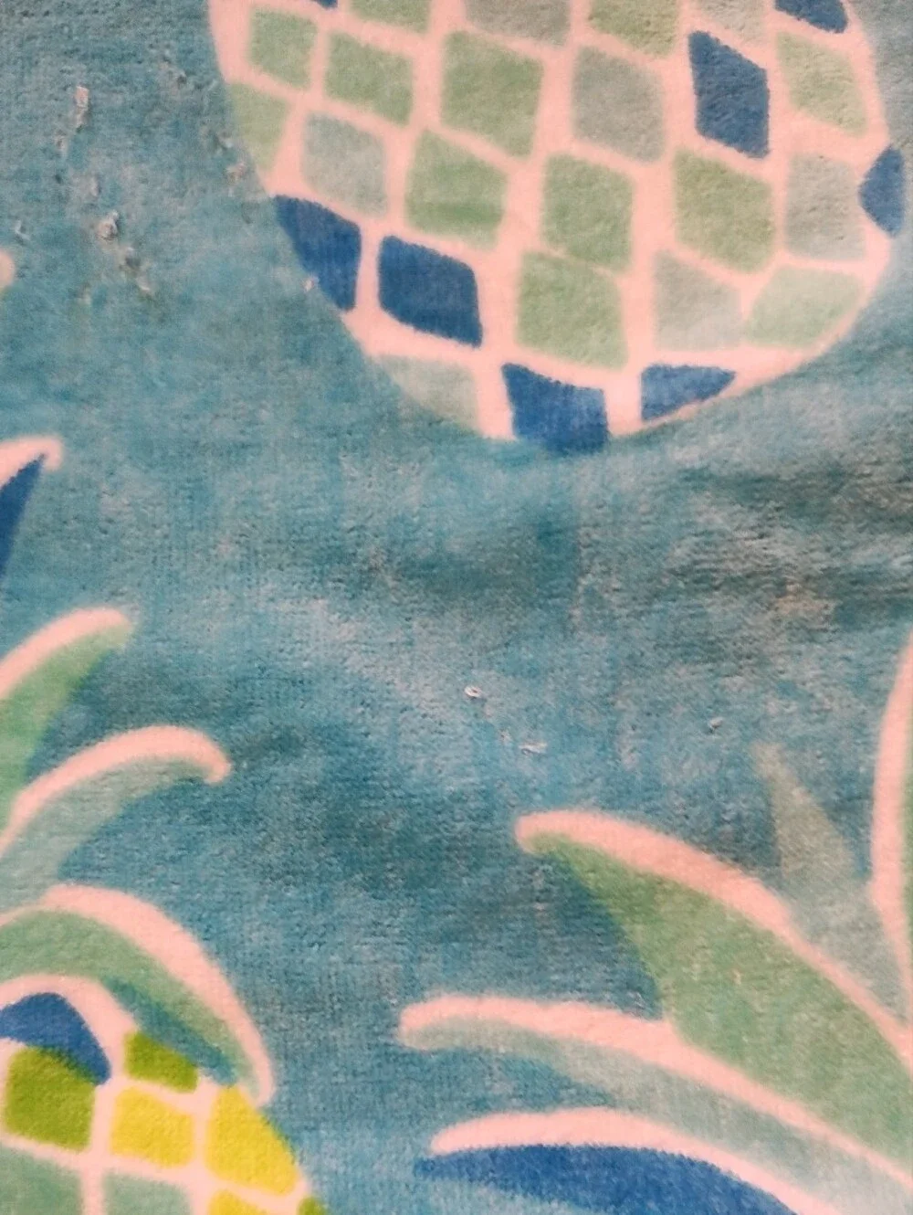 Together Multicolor Pineapple Print Blue Beach Towel